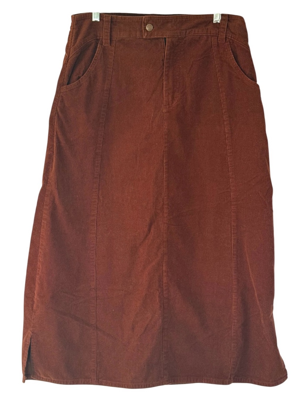 Mexicali Blues Corduroy A-Line Midi Skirt in Rust Brown SzL Y2K Retro Boho